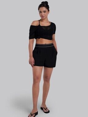 NWT Sunzel Black Dress Shorts for Women 4" High Waisted Yoga Casual Athletic L